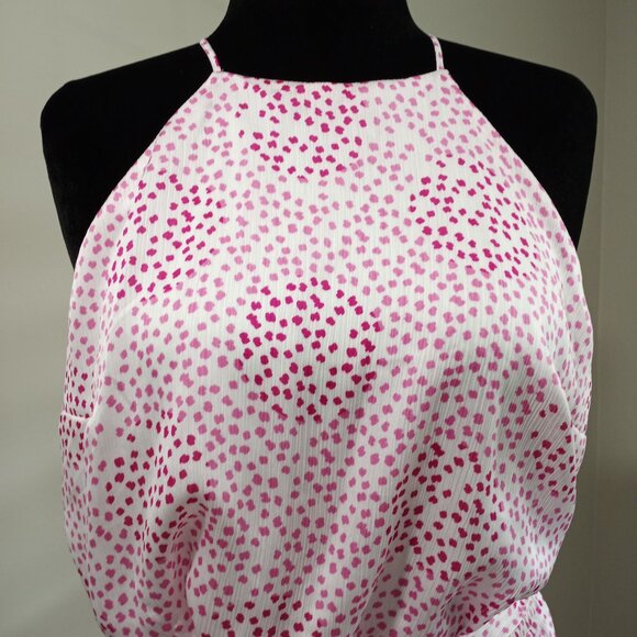 EXPRESS PINK|WHITE HALTER STYLE MAXI DRESS WITH RUFFLE WRAP SKIRT WOMEN SIZE XL - Picture 5 of 9